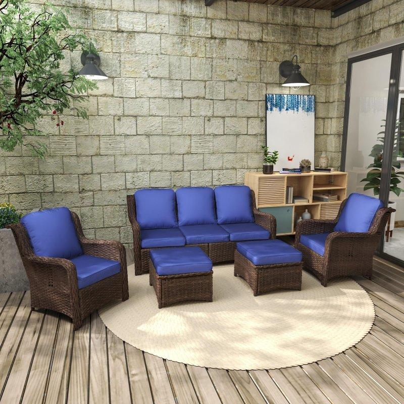 Bej Rattan ve Metal 5 Parça Minderli Modüler Bahçe Takımı - 189 cm - 272504