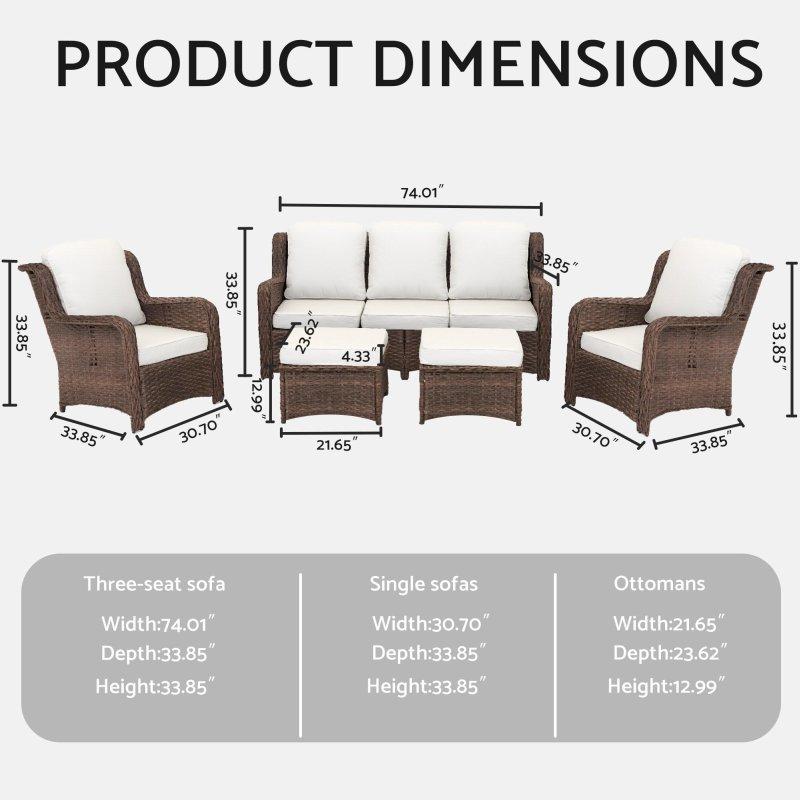 Bej Rattan ve Metal 5 Parça Minderli Modüler Bahçe Takımı - 189 cm - 272504
