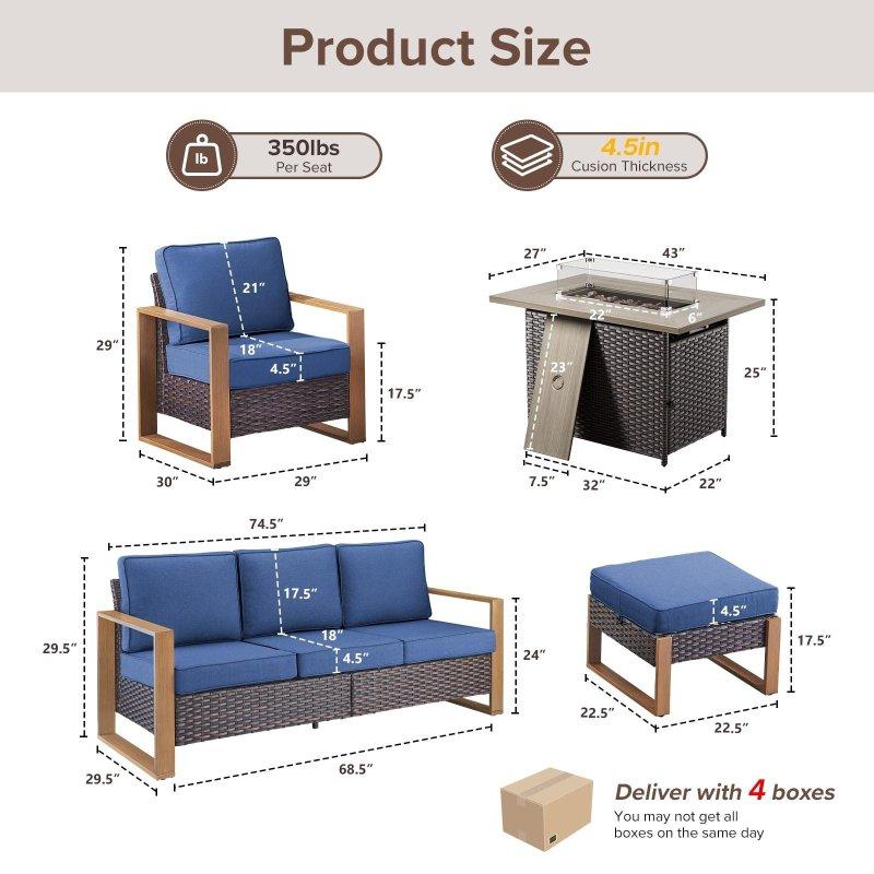 Bej Sentetik Rattan Ateş Çukurlu Bahçe Takımı - 272111