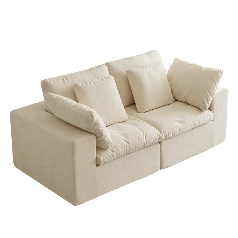 Bej Şerpa Kumaş Modüler Yastıklı Sırtlı Bohem Koltuk - 201x100x70 cm - 288995
