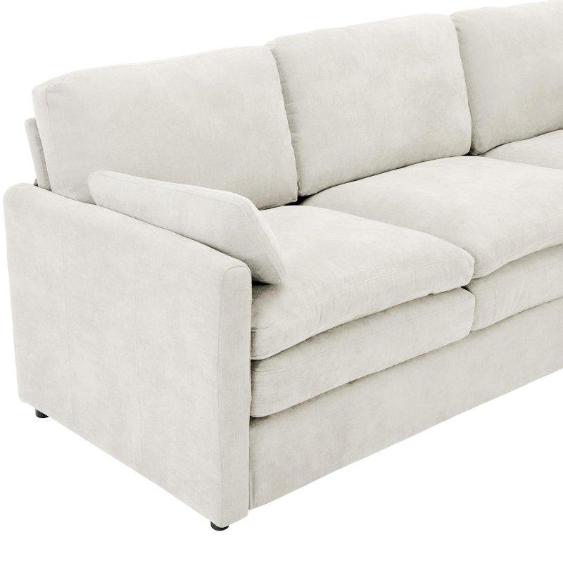 Bej Şönil Kumaş 3 Kişilik Minder Sırtlı Bohem Koltuk - 227 cm - 280756
