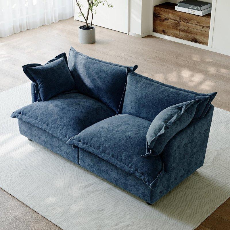 Bej Şönil Kumaş Ahşap İskeletli Modüler 2 Parçalı Bohem Koltuk - 206 cm - 277038