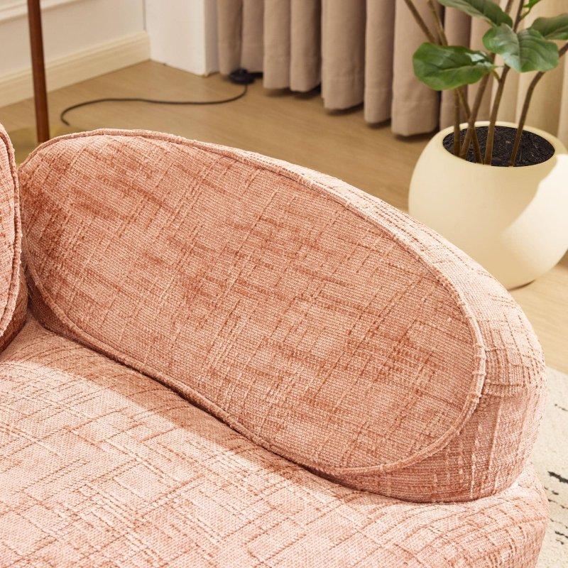 Bej Şönil Kumaş Kavisli Minimalist 2 Yastıklı Bohem Koltuk - 170 cm - 286307