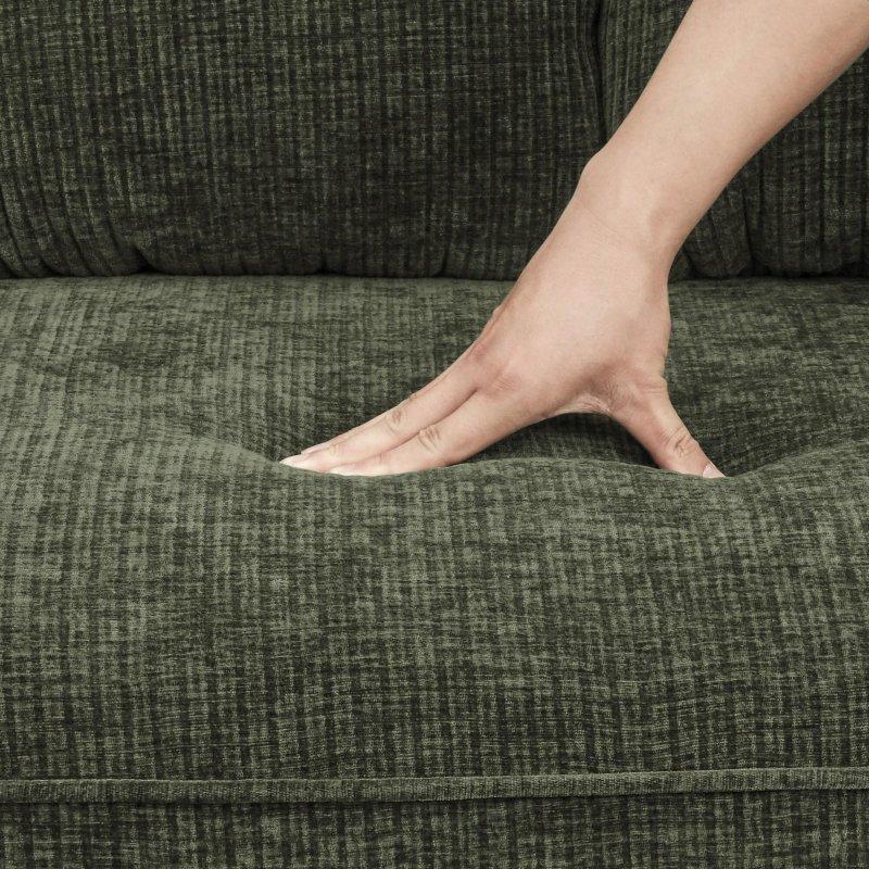 Bej Şönil Kumaş Kavisli Tasarım 3 Kişilik Masif Ahşap Bacaklı Bohem Koltuk - 209 cm - 284511