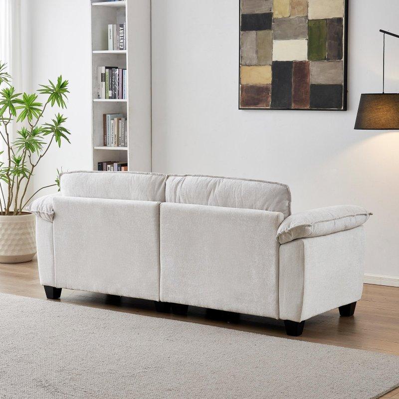 Bej Şönil Kumaş Masif Ahşap İki Kişilik Çıkarılabilir Kılıflı Bohem Koltuk - 214x90 cm - 288666
