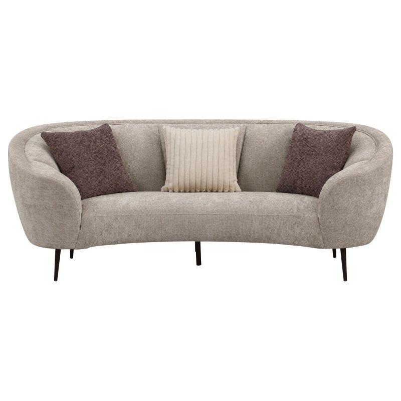 Bej Şönil Kumaş Metal Ayaklı Kavisli Kanal Sırtlı Bohem Koltuk - 234x103x88 cm - 278970