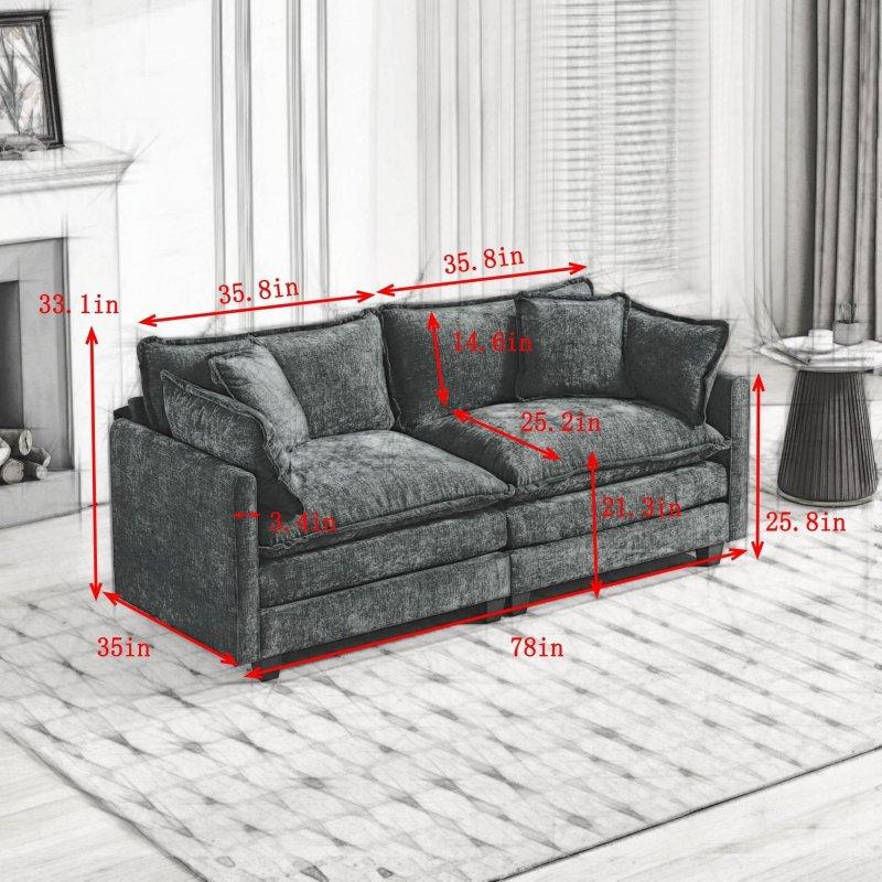 Bej Şönil Kumaş Modüler 2 Kişilik Bohem Koltuk - 195 cm - 294503