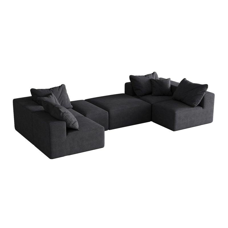 Bej Şönil Kumaş Modüler 6 Yastıklı Köşe Koltuk - 336 cm - 257741