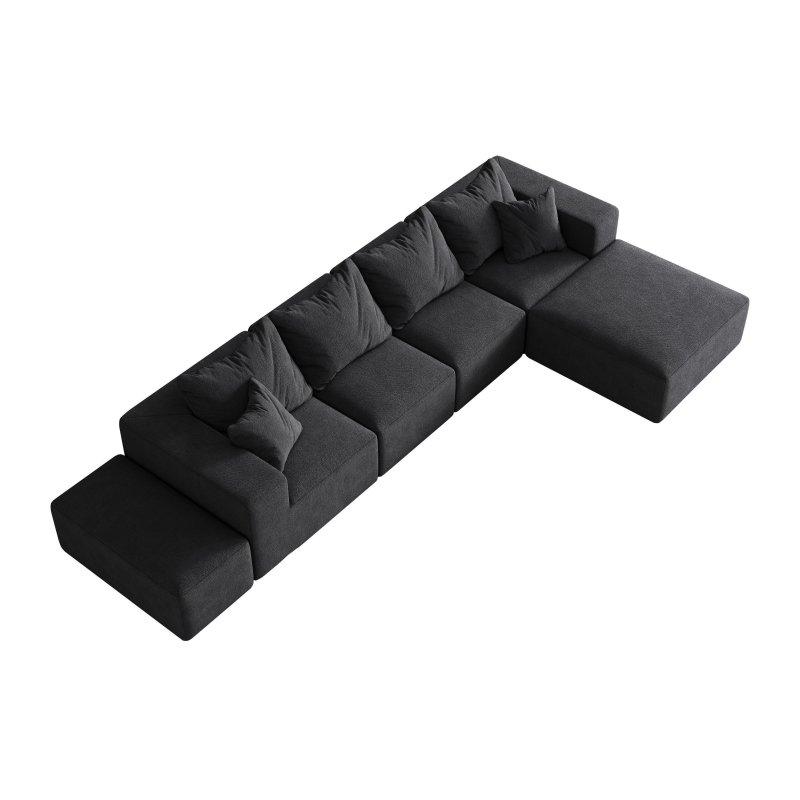 Bej Şönil Kumaş Modüler 6 Yastıklı Köşe Koltuk - 336 cm - 257741