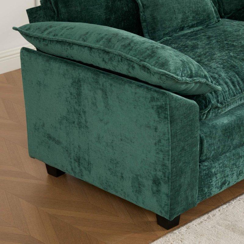 Bej Şönil Kumaş Modüler Çift Katmanlı Minderli 3 Kişilik Bohem Koltuk - 298 cm - 293960