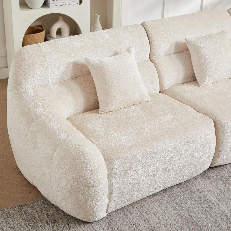Bej Şönil Kumaş Modüler Kavisli Köşe Koltuk - 313 cm - 257356