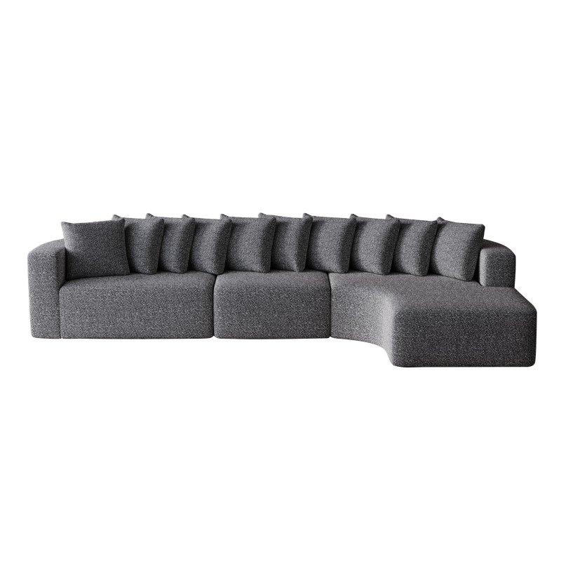 Bej Şönil Kumaş Modüler Sağ Uzanmalı 10 Yastıklı Köşe Koltuk - 333 cm - 259219
