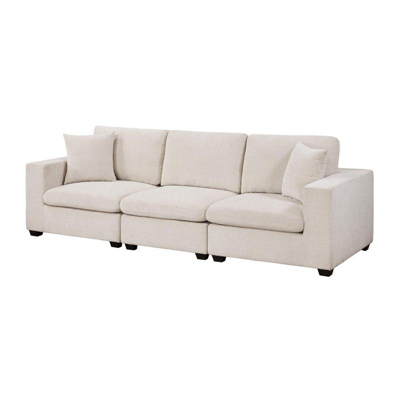 Bej Şönil Kumaş Modüler Yastıklı Bohem Koltuk - 300 cm - 284633