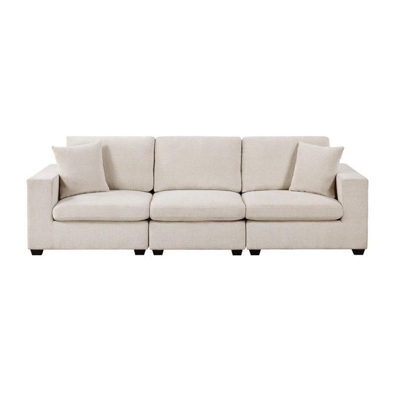 Bej Şönil Kumaş Modüler Yastıklı Bohem Koltuk - 300 cm - 284633