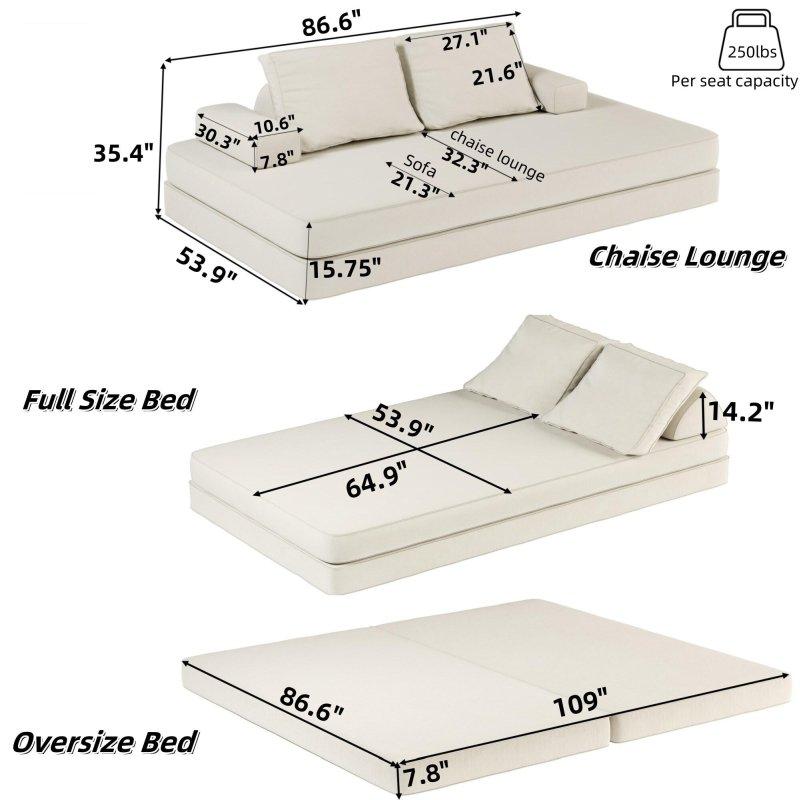 Bej Şönil Kumaş Modüler Yataklı Bohem Koltuk - 220 cm - 280023