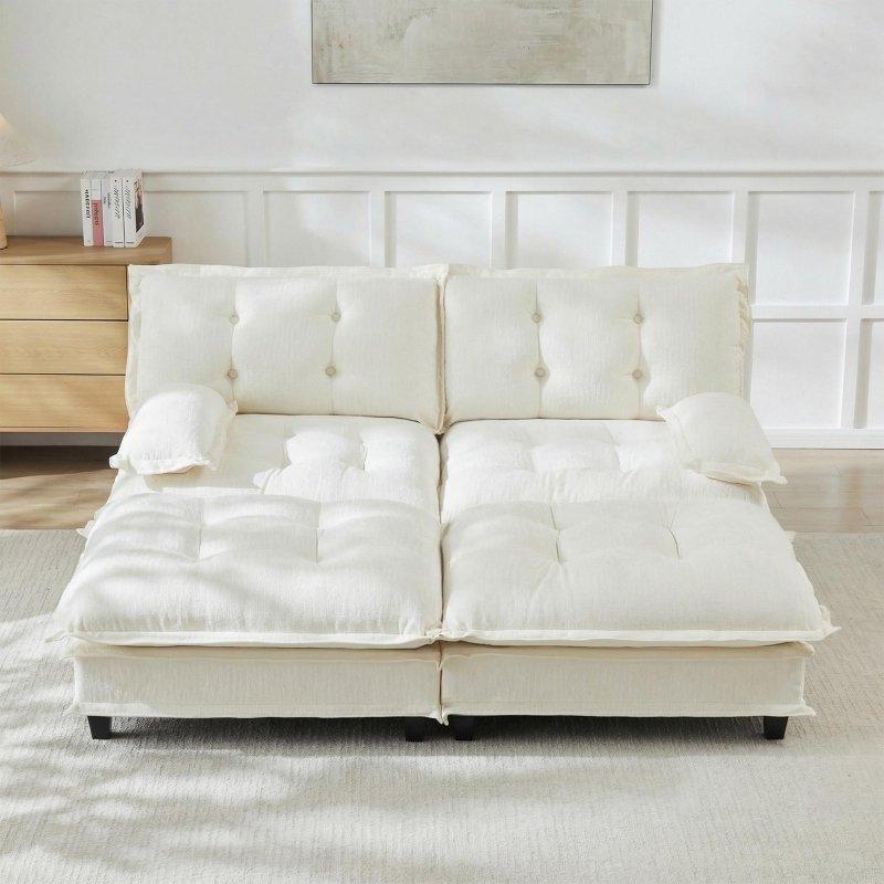 Bej Şönil Kumaş Modüler Yataklı Derin Oturumlu Bohem Koltuk - 196x153 cm - 287253
