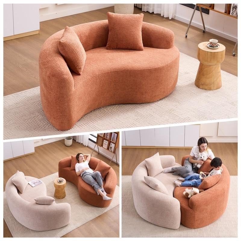 Bej Şönil Kumaş S-Kıvrımlı Yastıklı Bohem Koltuk - 170 cm - 281271