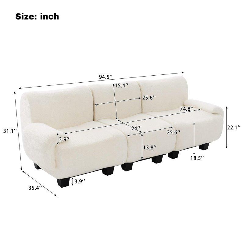 Bej Şönil Yuvarlak Kollu 3 Kişilik Bohem Koltuk - 241 cm - 288095