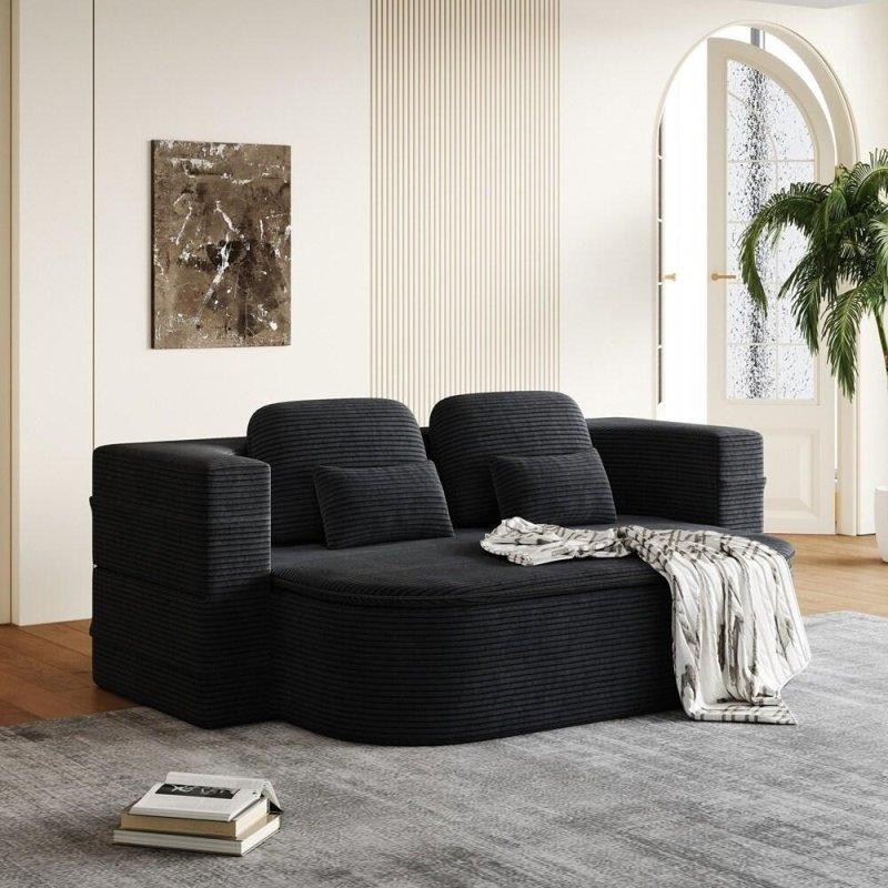 Bej Sünger Dolgulu Yataklı Dönüştürülebilir Bohem Koltuk - 191x138 cm - 287280