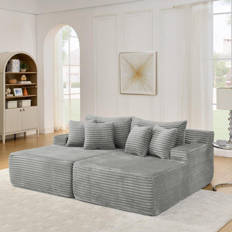 Bej Sünger İki Kişilik Çıkarılabilir Minderli Bohem Koltuk - 211x161 cm - 289455