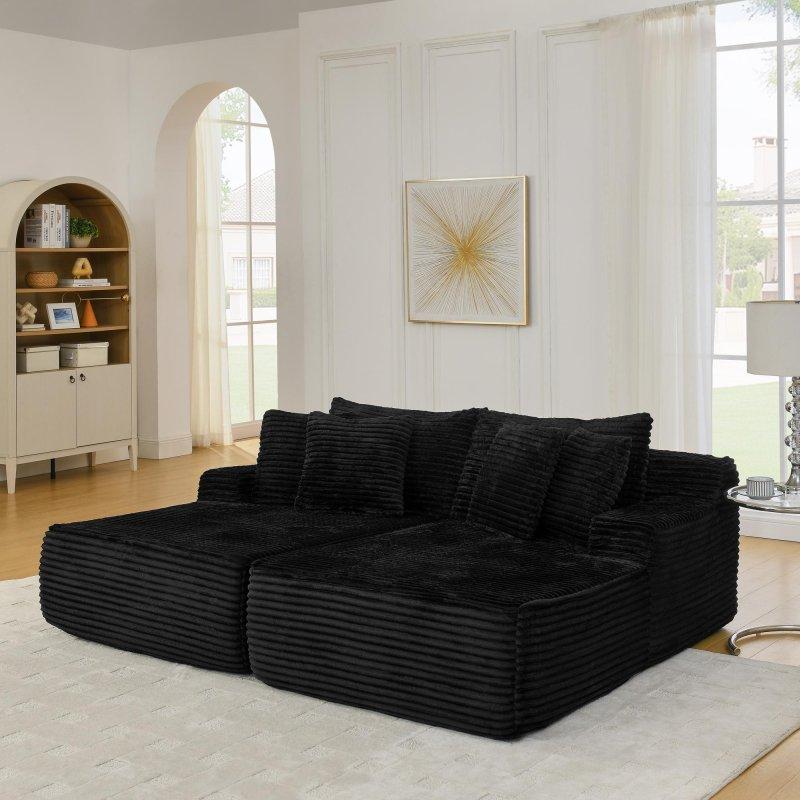 Bej Sünger İki Kişilik Çıkarılabilir Minderli Bohem Koltuk - 211x161 cm - 289455