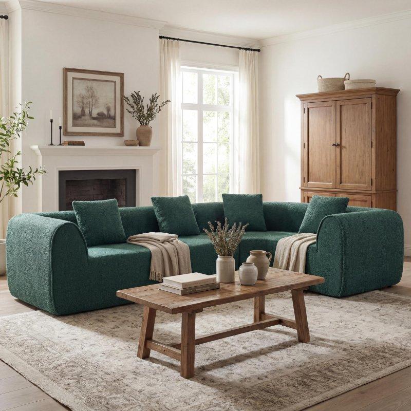 Bej Sünger Modüler Kavisli Sağ Köşe Koltuk - 280x178 cm - 258906