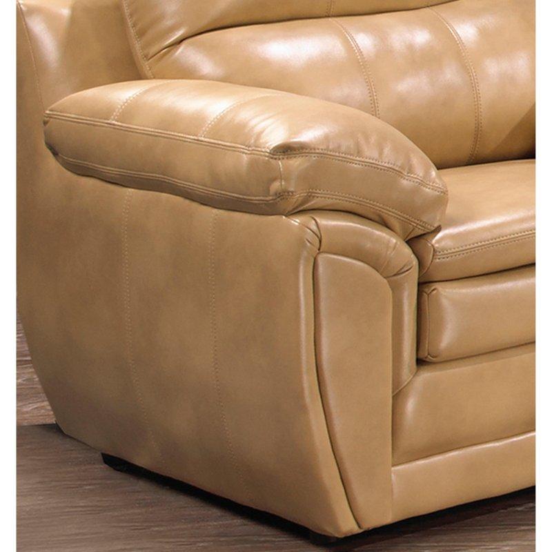 Bej Suni Deri Çıkarılabilir Minderli Yastık Kollu Bohem Koltuk - 219x92x97 cm - 279485
