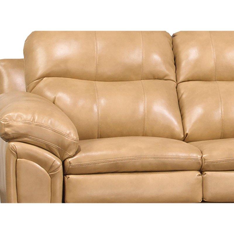 Bej Suni Deri Çıkarılabilir Minderli Yastık Kollu Bohem Koltuk - 219x92x97 cm - 279485