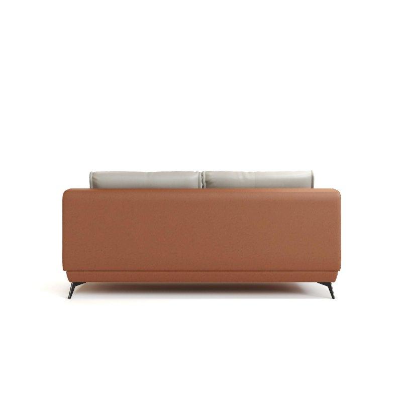 Bej Suni Deri Metal Ayaklı Yastık Sırtlı İki Kişilik Bohem Koltuk - 152x93x88 cm - 285284