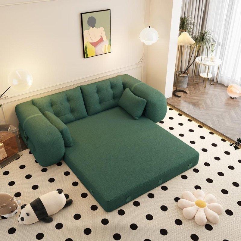 Bej Teddy Kumaş Sünger Dolgulu 3ü 1 Arada Yataklı Bohem Koltuk - 200x110 cm - 277333