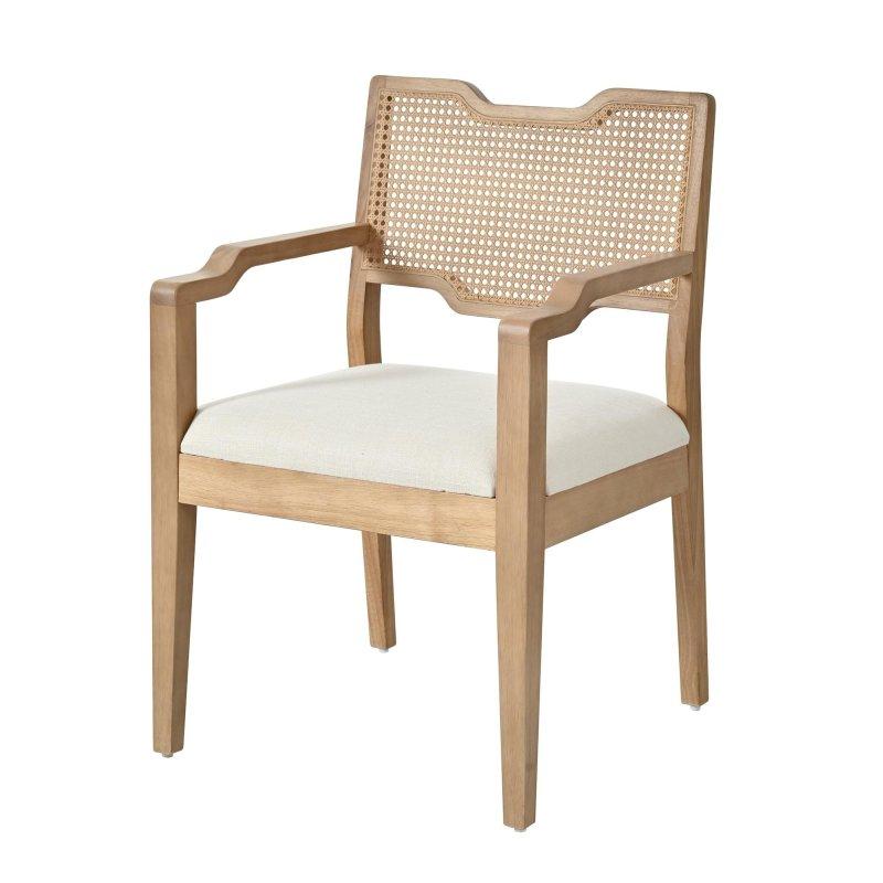 Bej ve Ceviz Rengi Kauçuk Ağacı Kollu Döşemeli 2li Set Rattan Sandalye - 252320