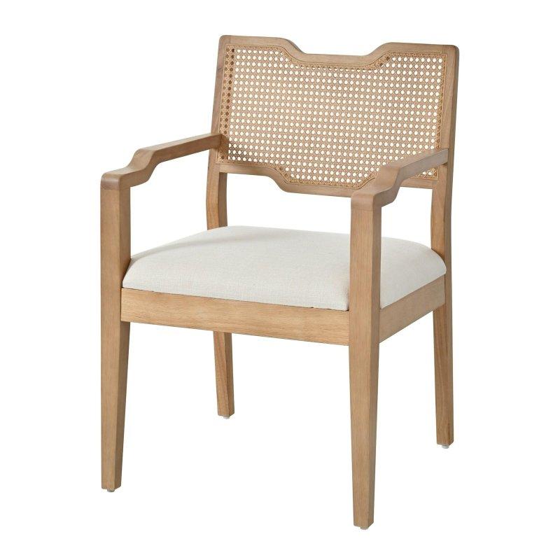 Bej ve Ceviz Rengi Kauçuk Ağacı Kollu Döşemeli 2li Set Rattan Sandalye - 252320