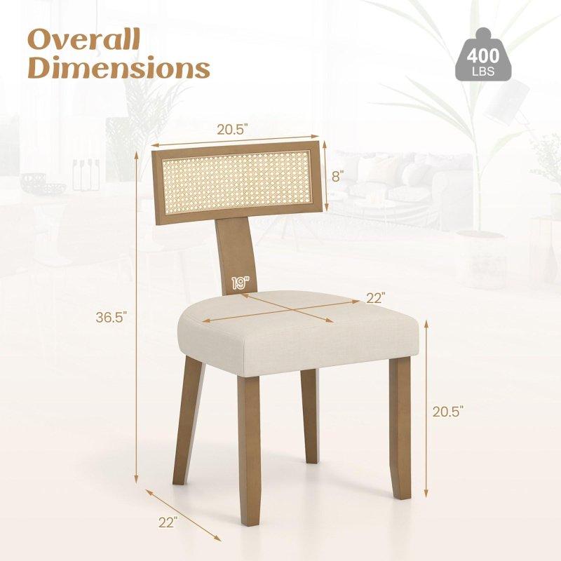 Bej ve Natürel Kauçuk Ağacı Rattan Sırtlı Kolsuz 2li Set Rattan Sandalye - 251650