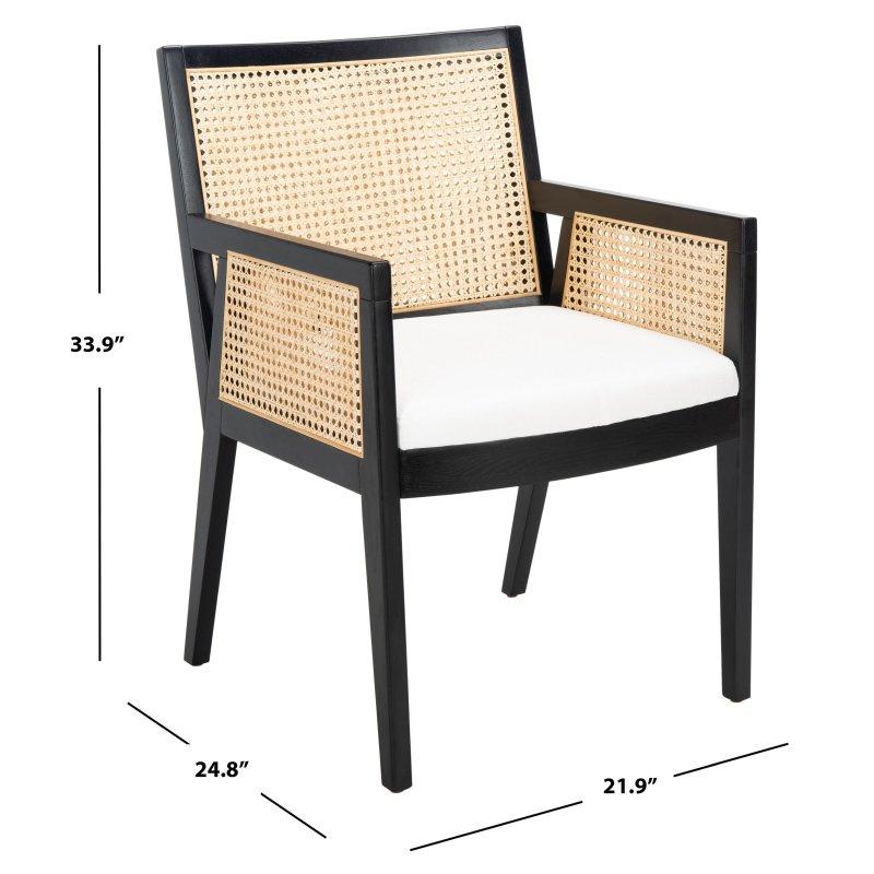 Bej ve Siyah Masif Meşe Dokuma Rattan Sandalye - 56x63x87 cm - 251584