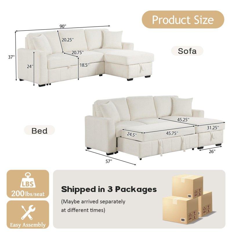 Bej Yataklı Depolama Alanlı Bardaklıklı Polyester Köşe Koltuk - 229x145 cm - 259831