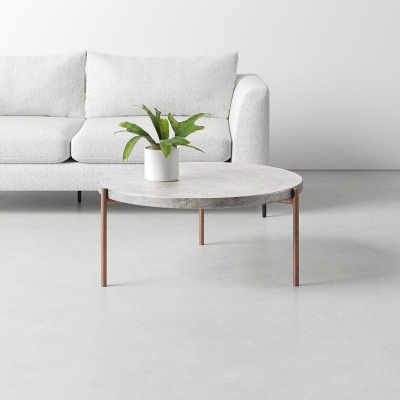 Beton Tablalı Çelik Üç Ayaklı Yuvarlak Orta Sehpa - 244662