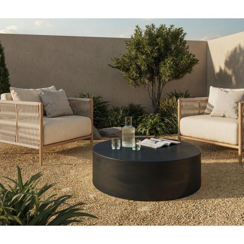 Beton Tambur Tasarım İç ve Dış Mekan Uyumlu Yuvarlak Orta Sehpa - 100x100 cm - 243799