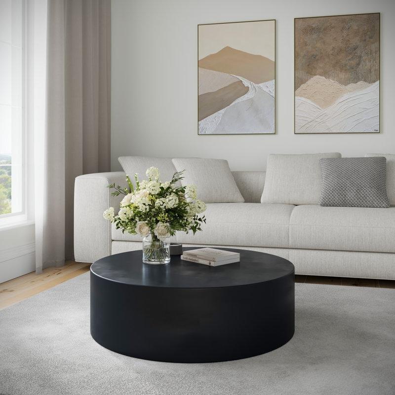 Beton Tambur Tasarım İç ve Dış Mekan Uyumlu Yuvarlak Orta Sehpa - 100x100 cm - 243799