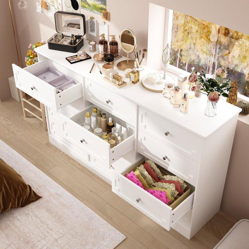 Beyaz Ahşap 12 Çekmeceli Modern Şifonyer - 299875