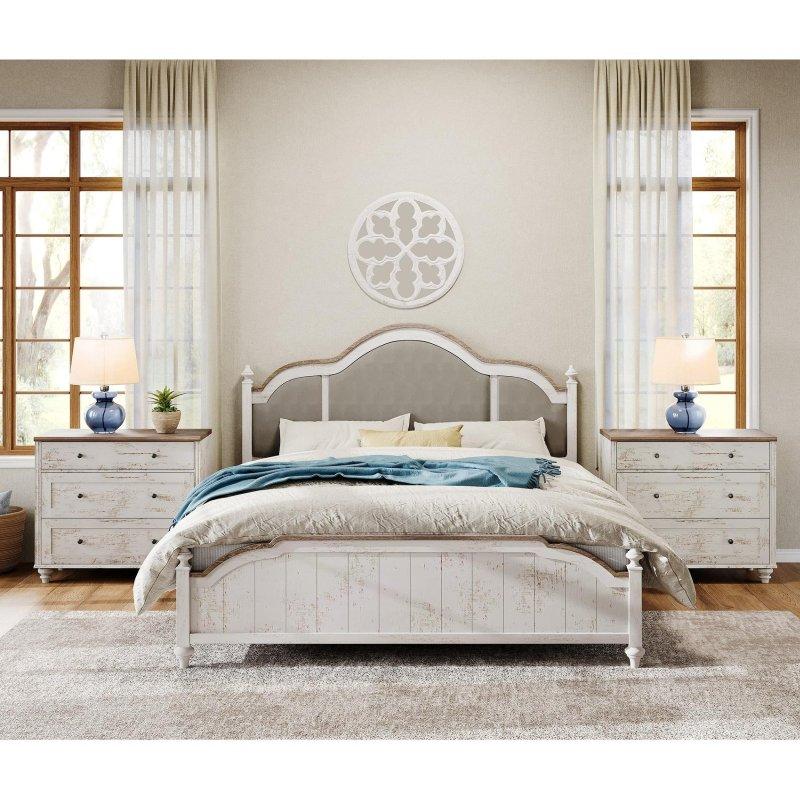 Beyaz Ahşap 3 Çekmeceli 2li Set Kır Evi Şifonyer - 87 cm - 310868