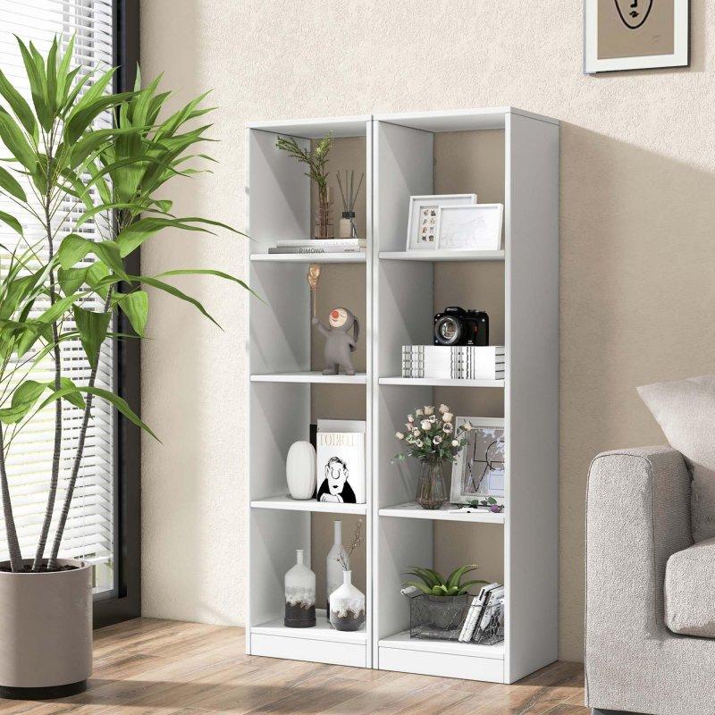 Beyaz Ahşap 4 Küp Raflı Ayaklı Kitaplık - 143 cm - 316377