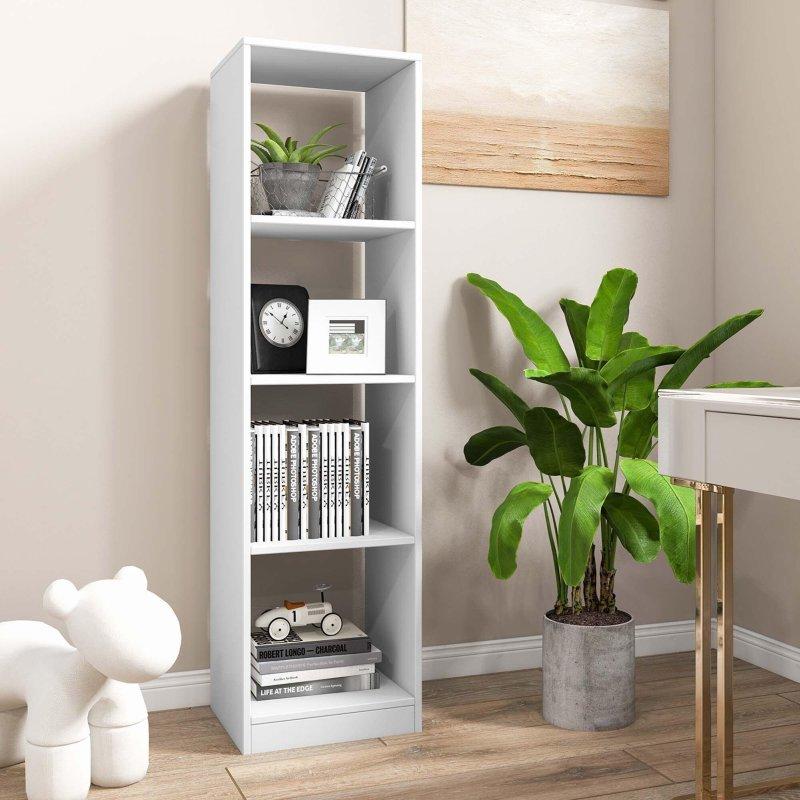 Beyaz Ahşap 4 Küp Raflı Ayaklı Kitaplık - 143 cm - 316377