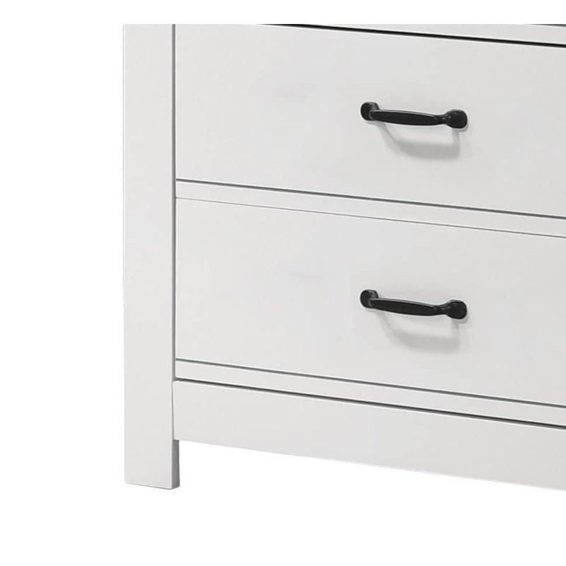 Beyaz Ahşap 5 Çekmeceli Siyah Kulplu Şifonyer - 79 cm - 305883