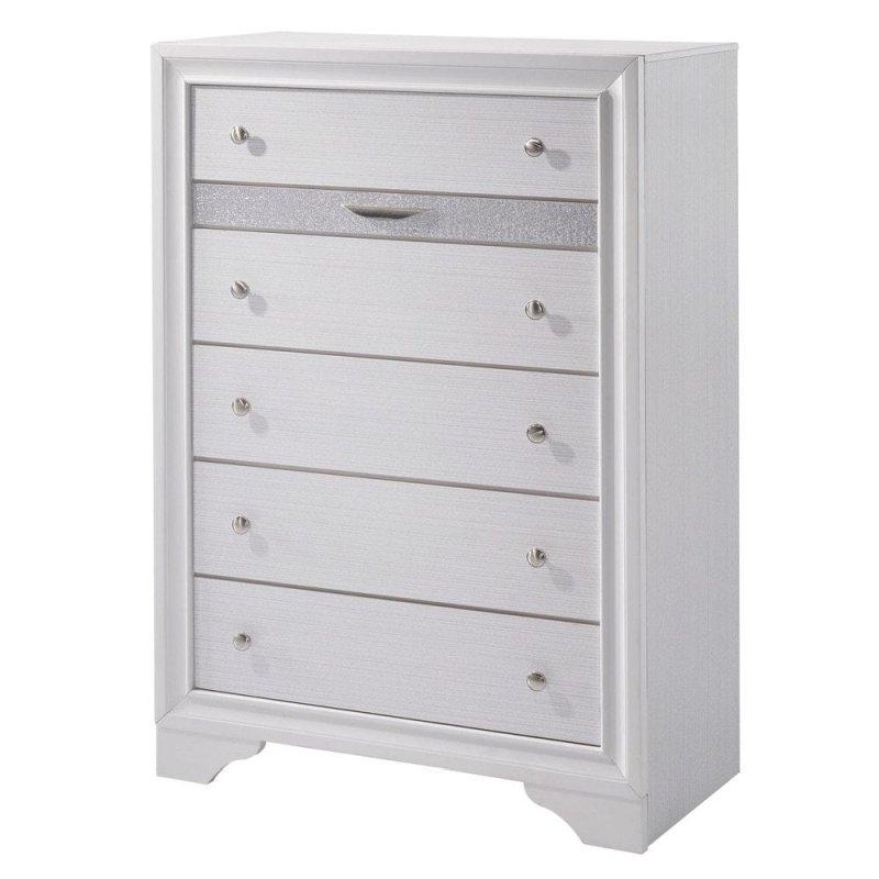 Beyaz Ahşap 6 Çekmeceli Gizli Takı Bölmeli Şifonyer - 87x43x131 cm - 300747