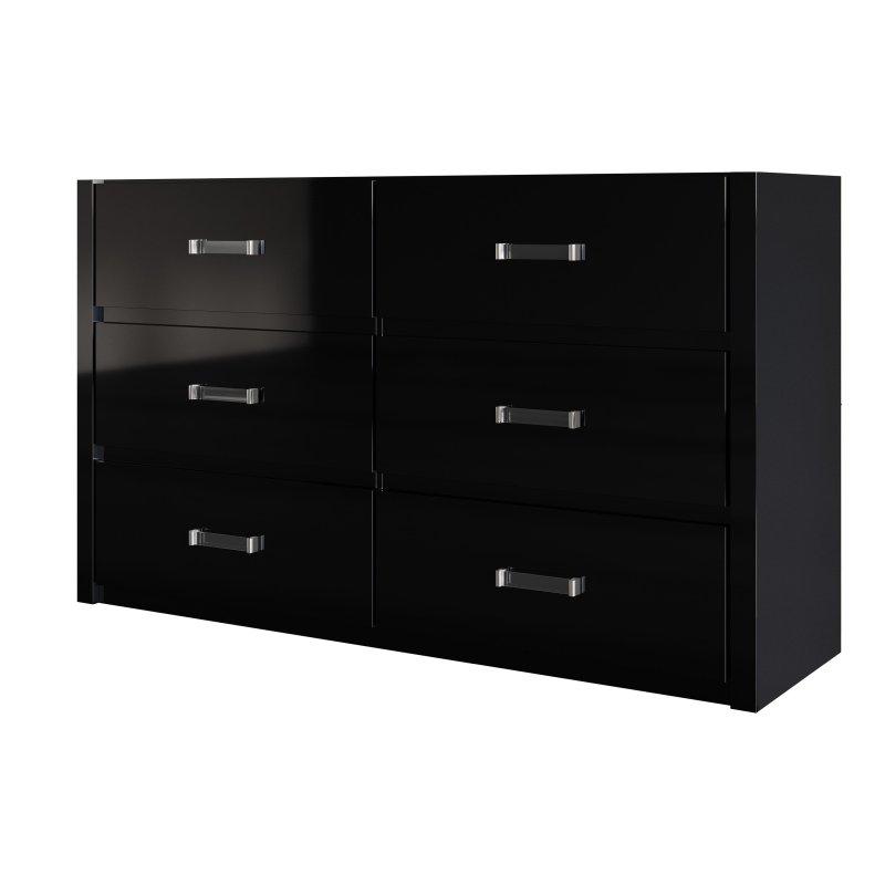 Beyaz Ahşap 6 Çekmeceli Metal Kulplu Modern Şifonyer - 134x41x81 cm - 295088