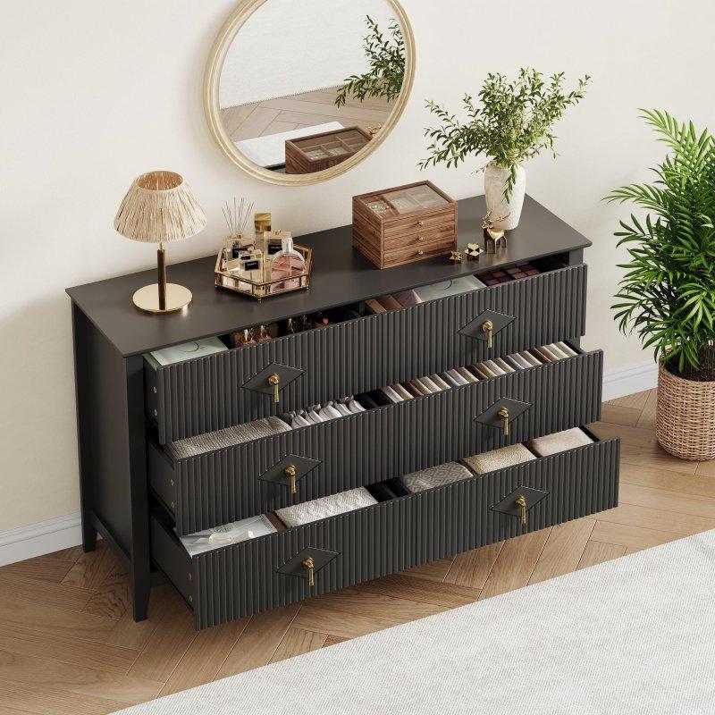 Beyaz Ahşap 6 Çekmeceli Modern Şifonyer - 138 cm - 297591