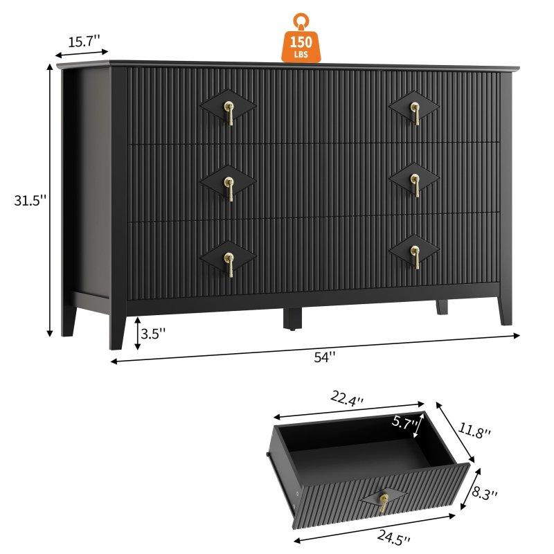 Beyaz Ahşap 6 Çekmeceli Modern Şifonyer - 138 cm - 297591
