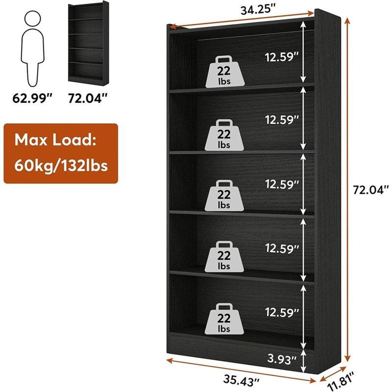 Beyaz Ahşap 6 Raflı Kapalı Sırtlı Kitaplık - 183 cm - 315964