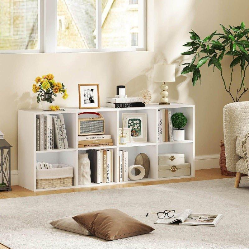 Beyaz Ahşap 8 Küp Raflı Devrilme Önleyici Kitaplık - 122x61 cm - 317046