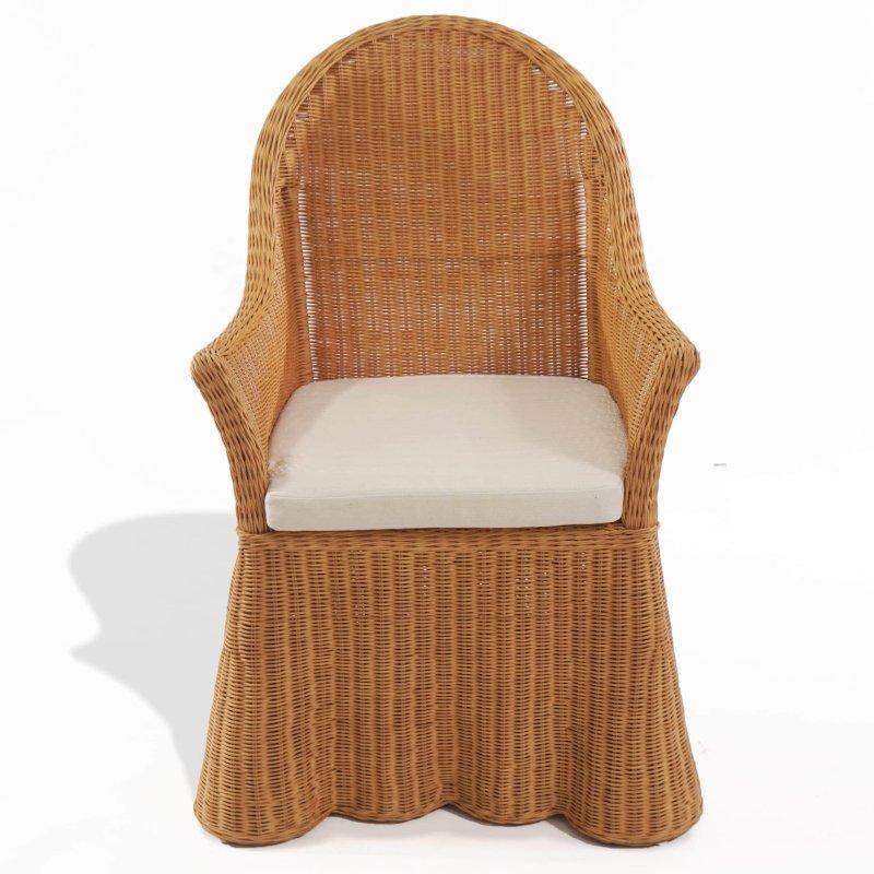 Beyaz Ahşap Çerçeveli Doğal Masif Sırtlı Rattan Sandalye - 253090